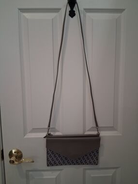 Lancaster Gray Geometric Panel Crossbody Bag - Removable Straps For Clutch Bag